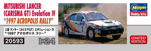Mitsubishi Lancer Carisma GT Evo IV 1997 Acropolis Rally 1:24 Plastic Model Kit - Picture 2 of 2