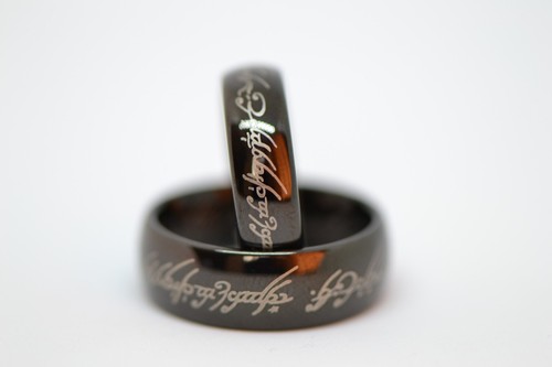 Schwarz Ein Elbischer Lord Magic Ring König Wolfram Power Fellowship Band 6 mm 8 mm - Bild 4 von 10