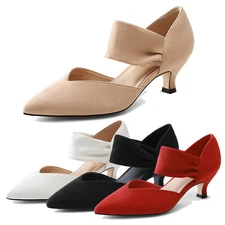 Women's Dress Pumps Kitten Low Heels Pointed Toe Office Work Party Wedding Shoes