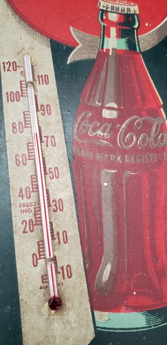 RARE 1940'S Coca Cola Masonite Thermometer AM 5-4 17"H x 7"W Fast Shipping - Picture 7 of 7