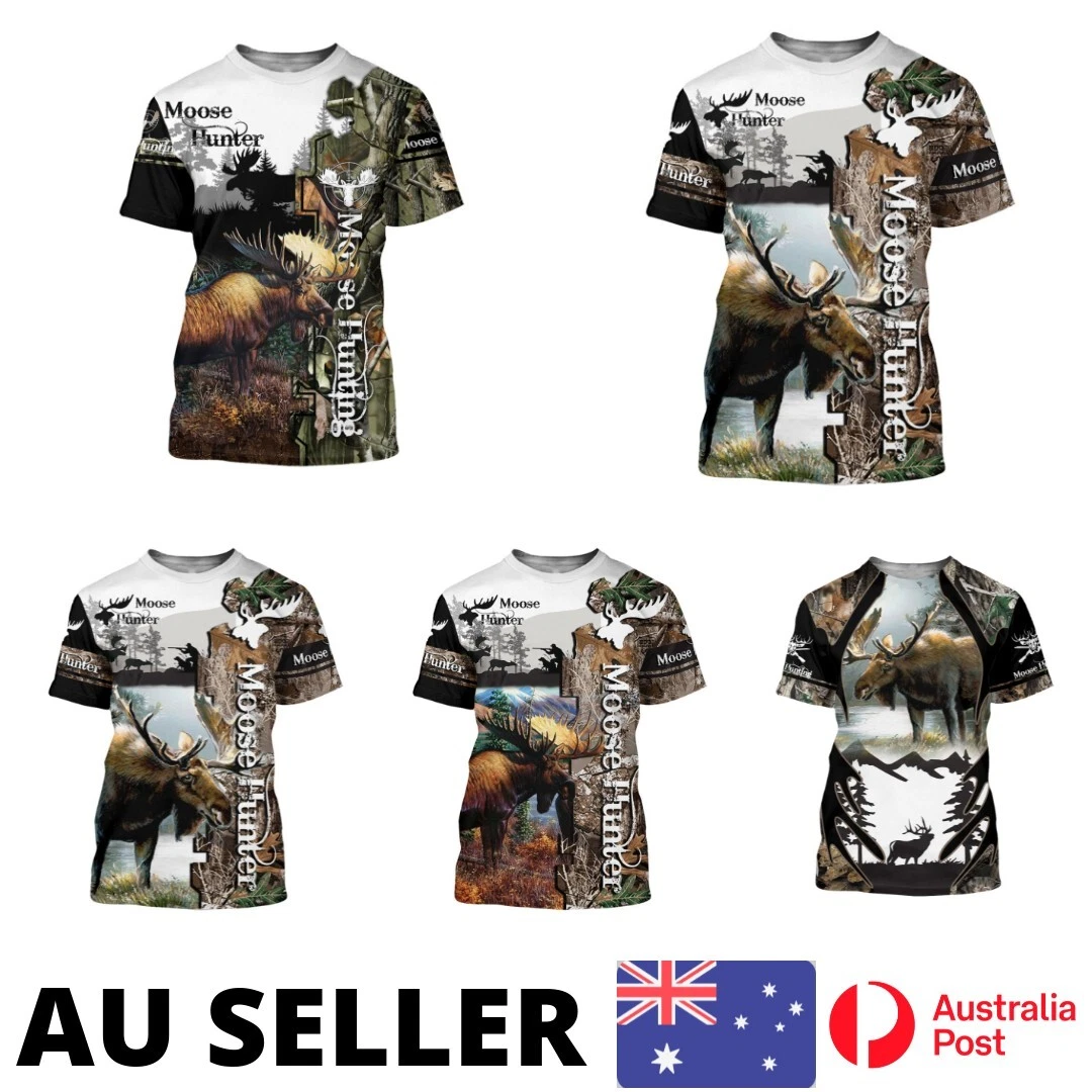 Moose Hunting Shirt Forest Camping Animal Winter - AU Stock