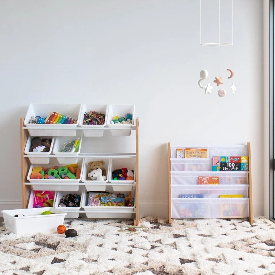 Organizador De Madera Para Juguetes Con 12 Compartimentos Gris Grande Niños Niña - Изображение 3 из 4