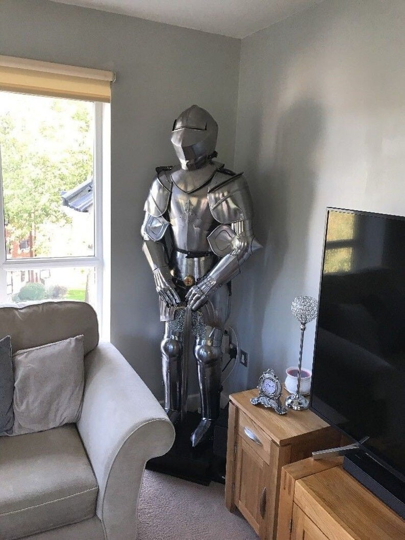 Medieval Knight Wearable Suit Of Armor Crusader Combat Full Body Armour-image