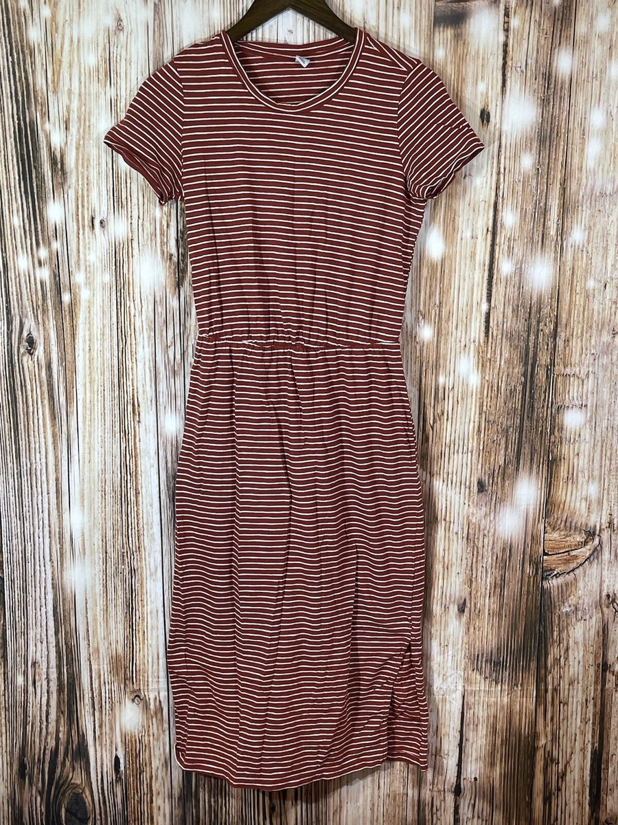 OLD NAVY Red & White Horizontal Striped T-Shirt Dress Comfy Size XS 100%  Cotton | eBay