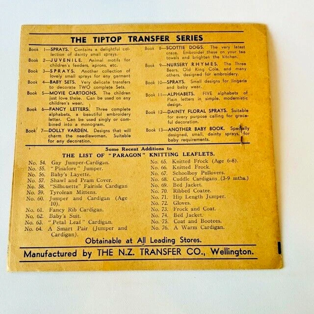 Rare Vintage Tip-Top Transfers Book 3 Sprays - NZ Transfer Co. Wellington 1950s - Image 2 of 4