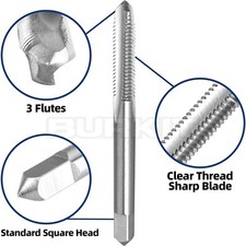 3/16"-24 UN Thread Tap Left Hand, HSS 3/16 x 24 UN Straight Fluted Machine Tap