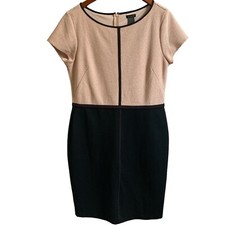 Ann Taylor Loft Dress Size 10 Black Short Sleeve Knit Sheath Career Casual
