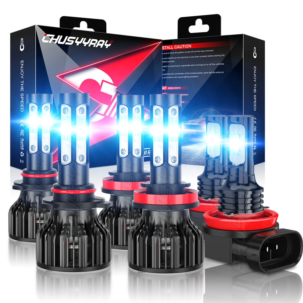 8000K ICE BLUE LED Headlights + Fog Lights Combo COB 6x for RAM