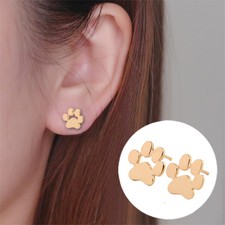 Women's Fashion Jewelry Dog Puppy Paw Print Rose Gold Color Stud Earrings 49-10