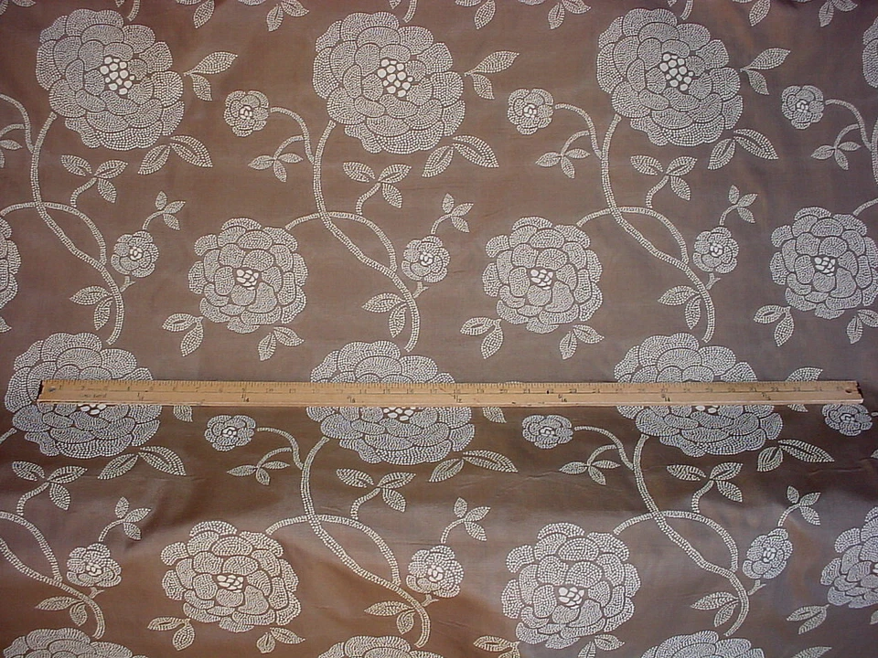 1-7/8Y GP & J Baker LB50002 Rosetta Bronze Silk Damask Drapery Upholstery Fabric - Image 2 of 4