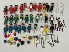Vintage 1974 Geobra Playmobil Figures Tools Weapons Hat 70 pc Lot
