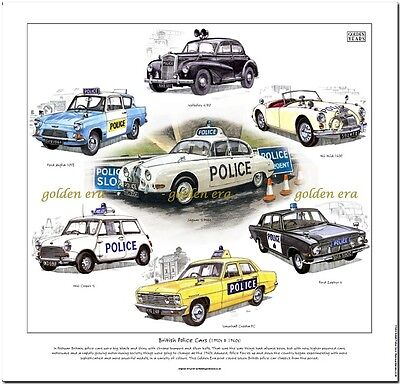 British Police Cars 1950s 1960s Fine Art Print Jaguar Ford Vauxhall Mini Ebay