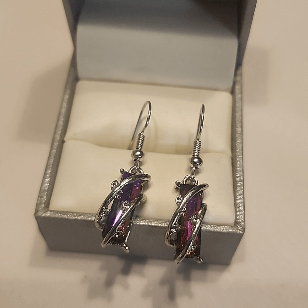 Crystal Dangle Cubic Zirconia Rectangular Women's… - image 1