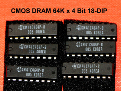 IC KM41C464P-8 Fast Page CMOS DRAM 64K x 4 RAM = 256 Kbit = 32KB Speicher 18-DIP