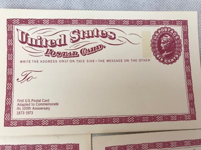US Postal Cards Six Cents 1973 100th Anniversary Unused US Postal Cards Six Cents 1973 100th Anniversary Unused