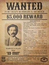 Old West Wanted Poster: Harvey Logan "Kid Curry"