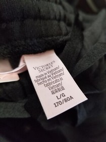 Victoria's Secret 11210612 Cotton Fleece High-Rise Gym Pants Sz L - Black
