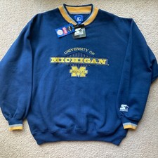 VINTAGE 90s NEW w/TAGS STARTER MICHIGAN WOLVERINES SWEATSHIRT vtg NCAA football