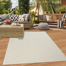 Tapis Outdoor Salon résistant avec motif circulaire en crème