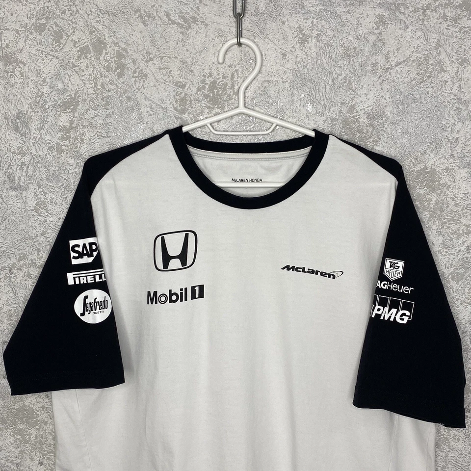 MCLAREN / HONDA Formula 1 Jenson Button F1 T-Shirt White Men's Size L - Image 2 of 4