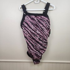 AQUA GREEN Asymetrical One Piece Tank Swimsuit UPF 50 Swimwear SZ XL 16/18