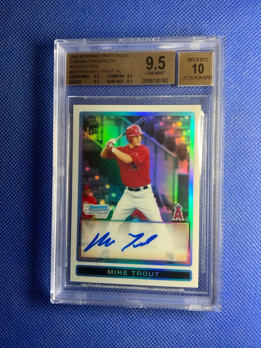 2009 BOWMAN CHROME DRAFT REFRACTOR MIKE TROUT RC AUTO 269/500 BGS