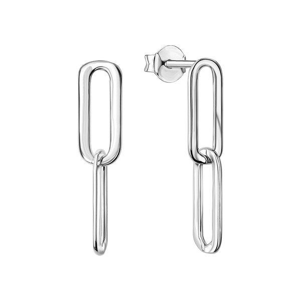 Ohrschmuck Ohrstecker 925 Sterling Silber Rhodiniert Glanz Design Rechteckig Neu-image