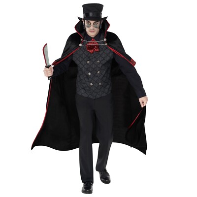Men`s Jack The Ripper Costume Adult Scary Vampire Halloween Dracula Cloak