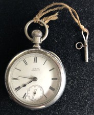 A W Co WALTHAM NEWPORT COIN SILVER POCKET WATCH WALKING WELL