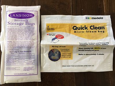 5 Bags Count Medela Quick Clean Micro-Steam Bags & breast milk storage bags