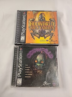 ODDWORLD Abe's Oddysee & Exoddus (PlayStation 1, 1997) CIB Complete Black Label