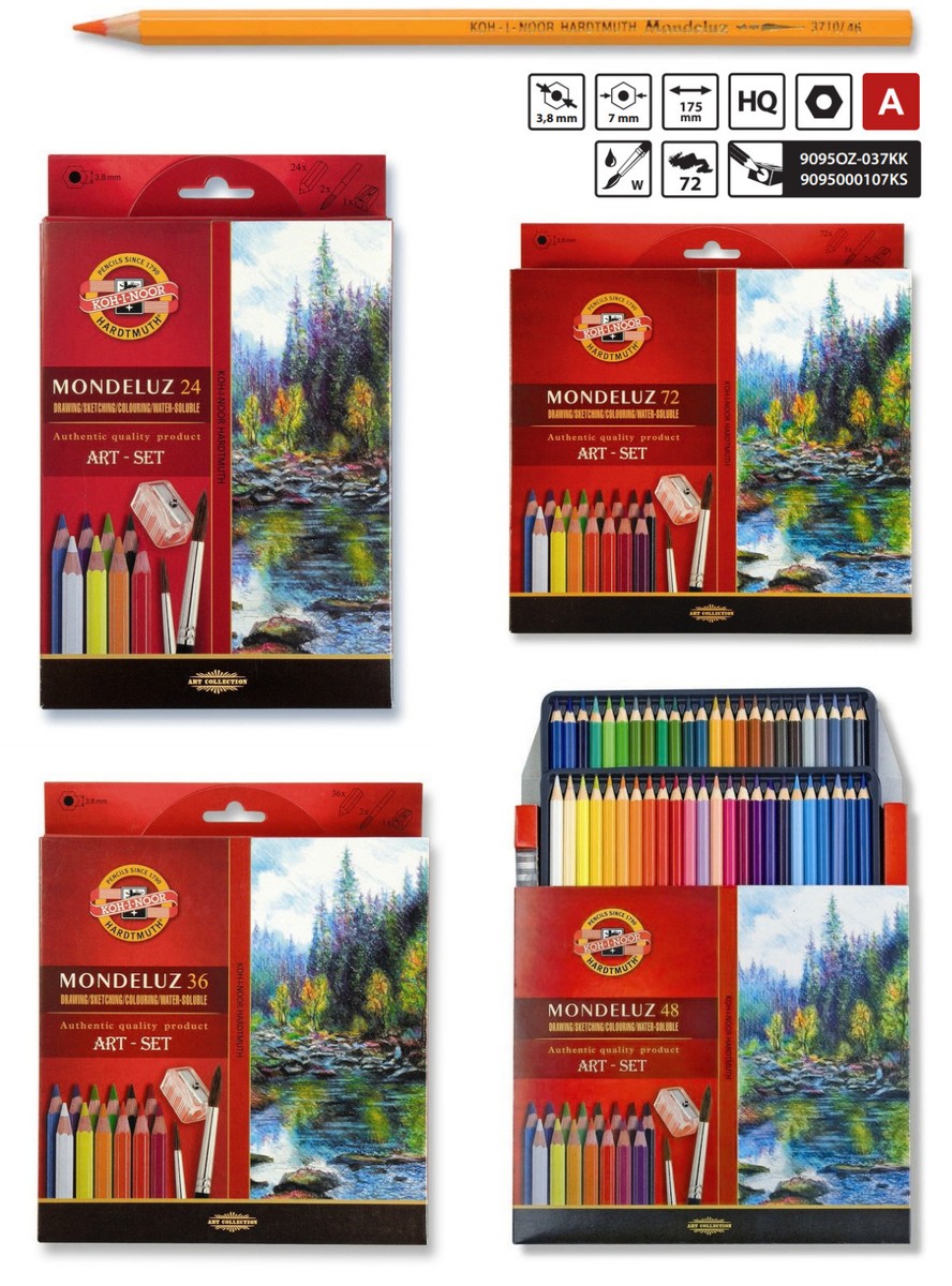 KOH-I-NOOR MONDELUZ 3714 Color Pencil Set Aquarell 72 Watercolor