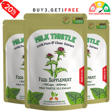 Milk Thistle Capsules 6000mg-90 Silymarin-Help to Detox Liver  Digestion
