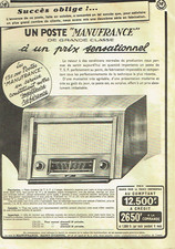 publicité Advertising  0223 1949  Manufrance   poste TSF  grande classe