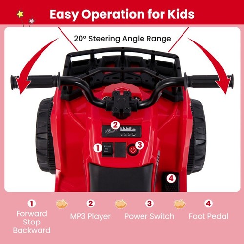 6V Battery Kids Ride On Electric ATV w/ LED Headlight & 20° Steering Angle Range - Picture 9 of 11