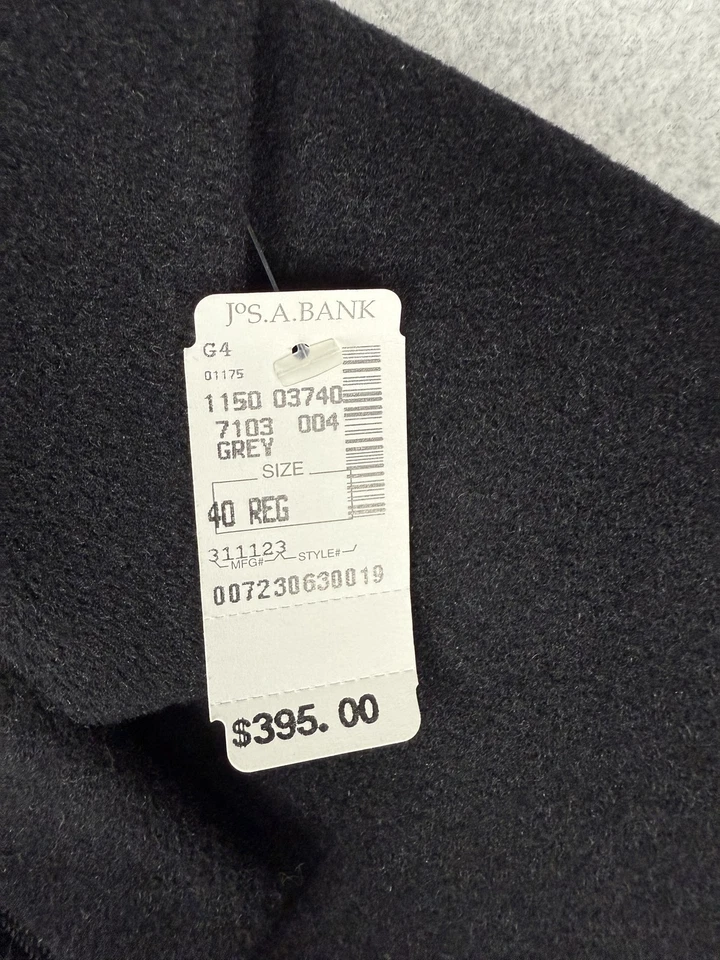 Jos A Bank Coat Mens 40R Grey Charcoal Wool Cashmere Blend Formal Dressy NEW - Image 2 of 4