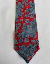John Weitz Paisley Blue Red Gray Silk Necktie
