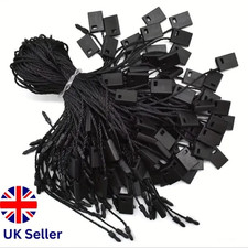 Black Hang Tag String with Snap Lock to Attach Clothing Labels Price tags x 50