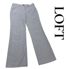 LOFT Women's Gray Herringbone Wide Leg Trousers Dress Pants Size 10