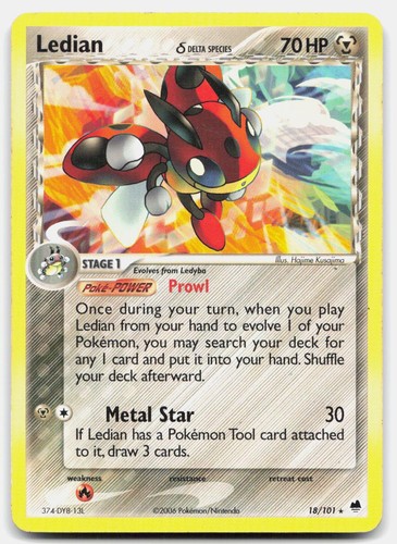 Ledian 18/101 Rare Dragon Frontiers Pokemon Moderately Played