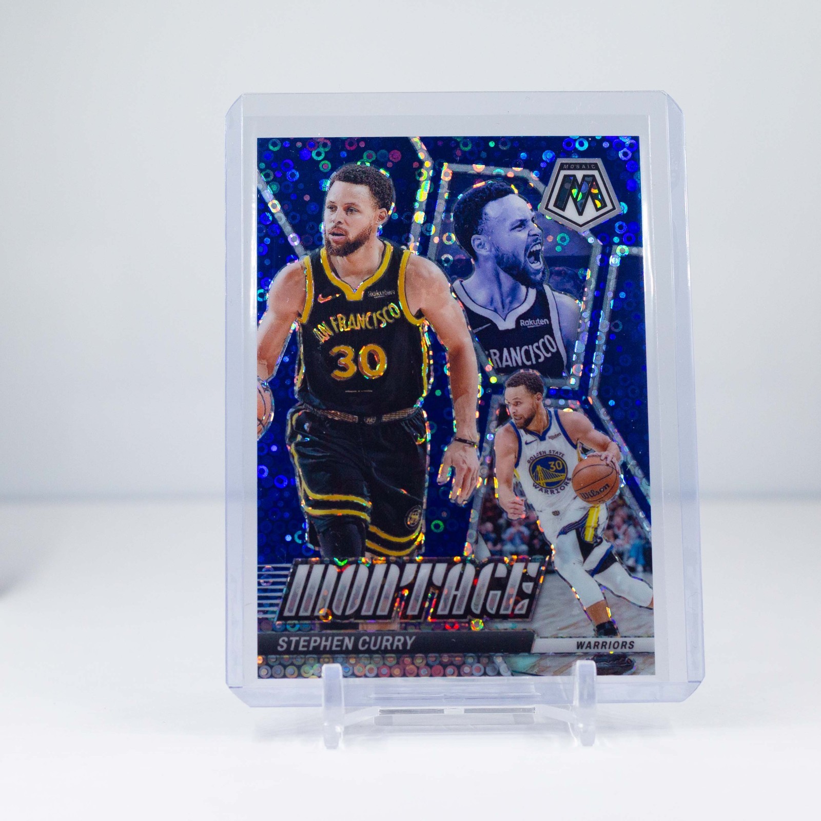 2023-24 Panini Mosaic Stephen Curry BLUE DISCO /85 Montage | Warriors #25