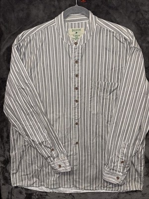Emerald Isle Weaving Traditional Irish Grandfather Shirt Mens XL White/grey