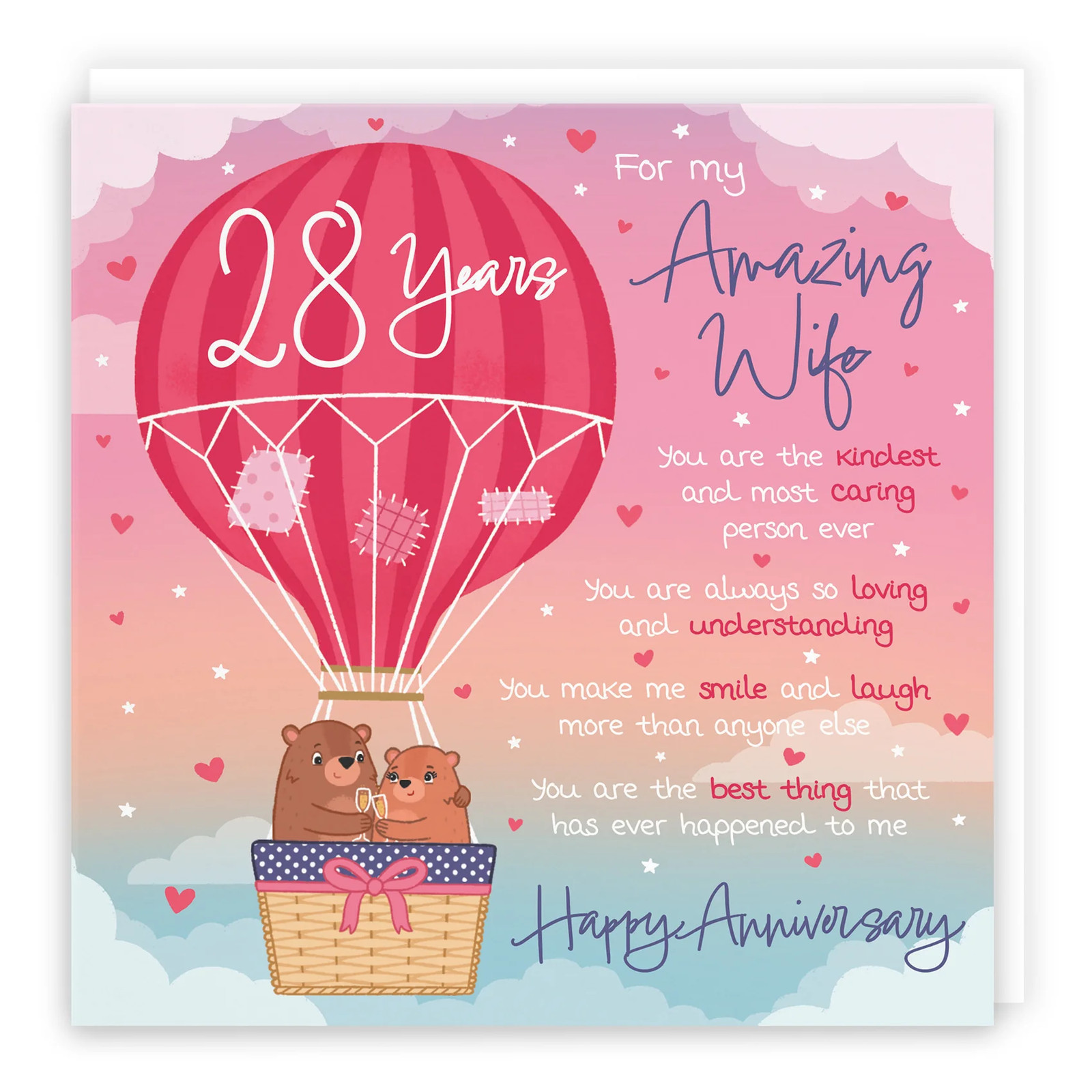 28th Wife Anniversary Poem Card Love Is In The Air Cute Bears
