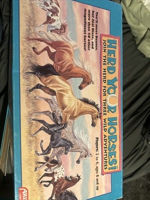 VINTAGE Herd Your Horses Kids Family Replacement Pieces Horse Cards And Board