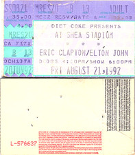 ERIC CLAPTON CONCERT TICKET STUB, 8/21/1992, SHEA STADIUM