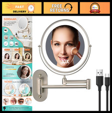 5000mAh Rechargeable Lighted Makeup Vanity Mirror, 1X/30X Magnifying, 3 Color Li