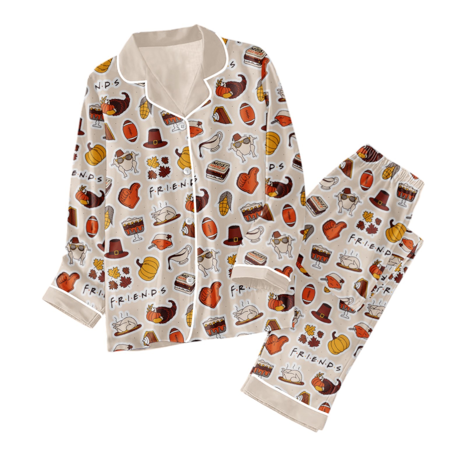 Friends Button Down Pajama Set - Cozy & Comfortable Sleepwear TANTN 3113