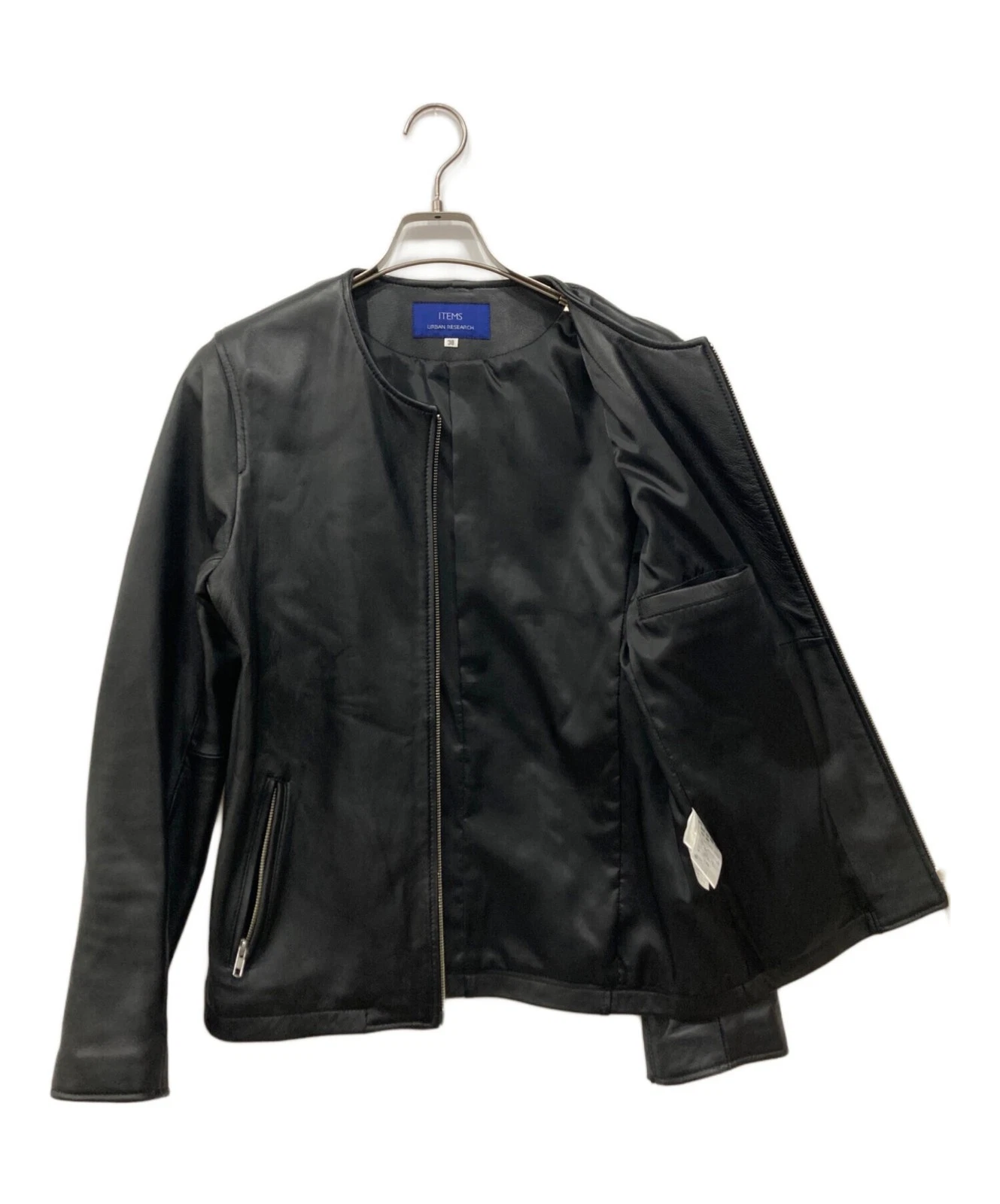URBAN RESEARCH ITEMS Leather Sheepskin Jacket Men's Size 38 Black image 3