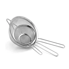 3pcs Stainless Steel Fine Mesh Strainer with Handle - For Sifting & Sieving