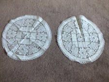 Collectible Beautiful Lace Doily Table Linen Set 2 White 12 Inch NICE